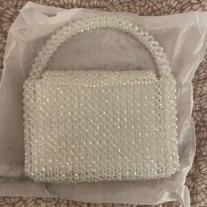 NWOT Melie Bianco “Sherry” Clear/White Beaded Purse